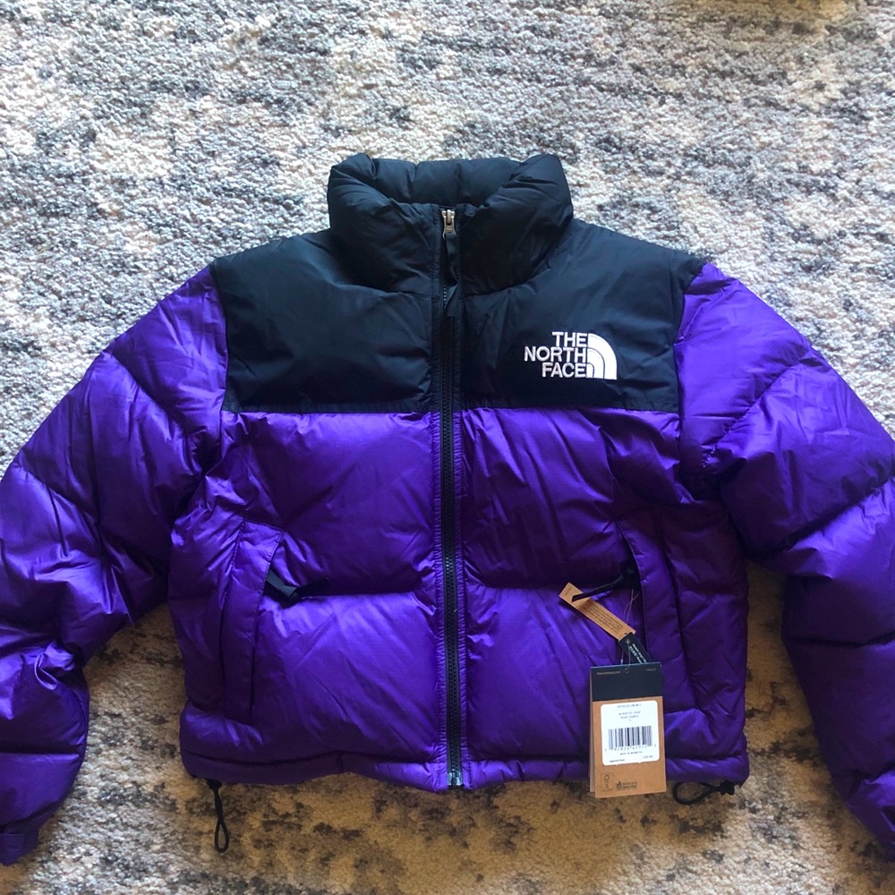 The North Face Cropped Purple Nupste Down Puffer jacket